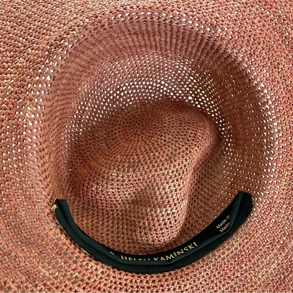 Helen Kamiinski Fine Quality Rafia Wide Brim Hat Dusty Rose/Coral NWT New! - Picture 5 of 7